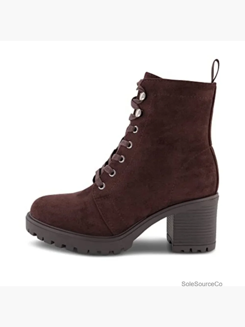 Lace Up Ankle Booties with Memory Foam Insole, Chunky Heel